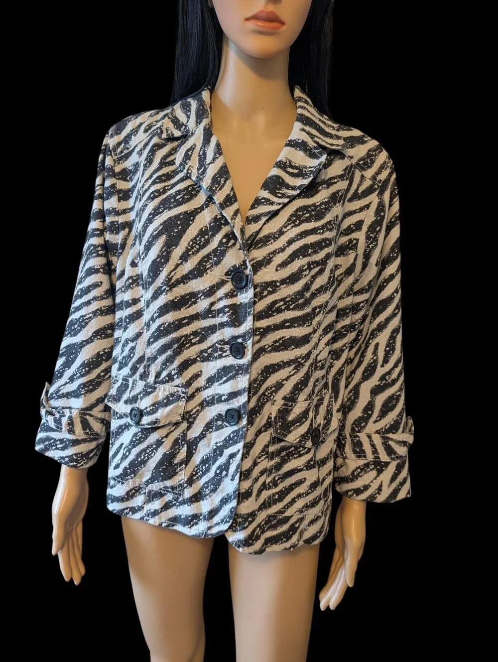 Studio Works Linen Blend Jacket Zebra Print XL